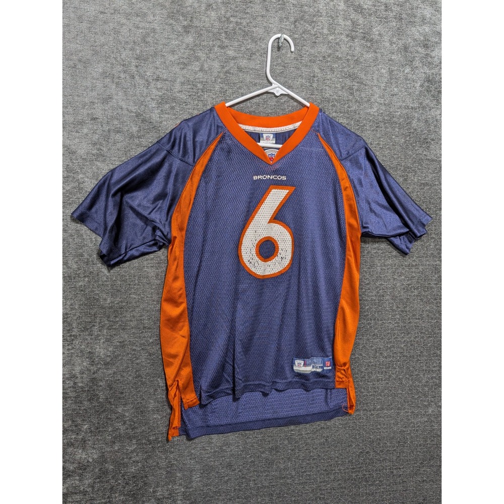 Reebok NFL Denver Broncos Jay Cutler 6 Jersey Navy Blue Orange Youth XL 18-20‎